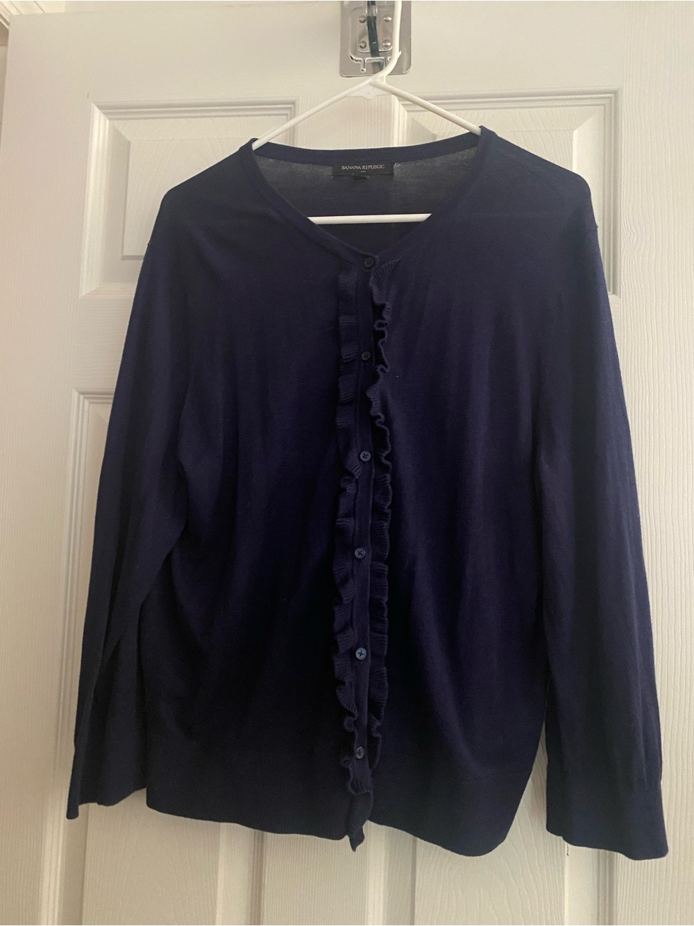 Banana Republic Navy Ruffle-Front Cardigan XL